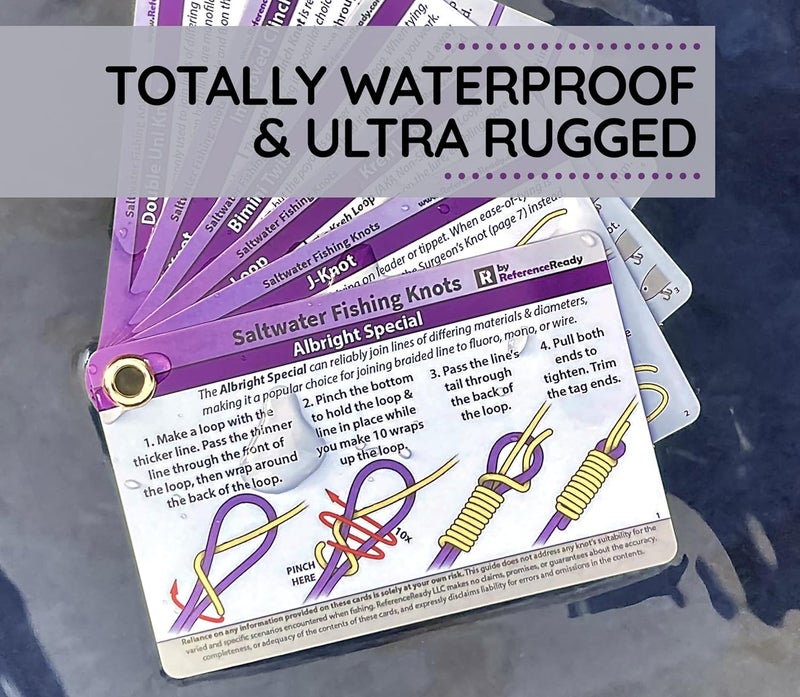ReferenceReady Saltwater Fishing Knot Cards - Waterproof Pocket Guide to 15 Big Game Fishing Knots | Includes Portable Book of Inshore and Deep Sea Fishing Knots and a Mini Carabiner - Image 4